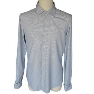 MEXX French Cuff SZ M Semi Slim Fit Men's Blue & White Check Button Up Shirt